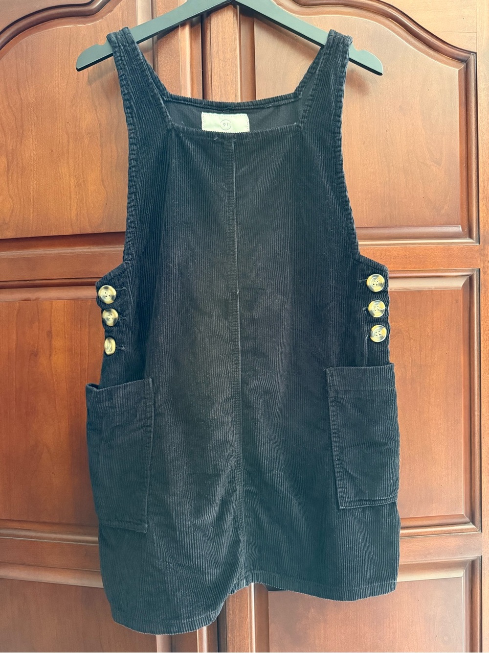 Cotton On Corduroy Pinafore Overall Black Mini Dress Size 8 Medium
